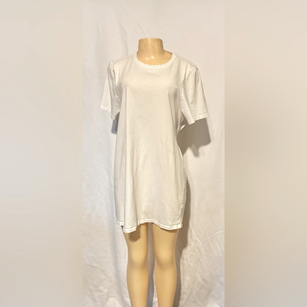 Fashion Nova White Short Sleeve T-Shirt Dress Size 10
